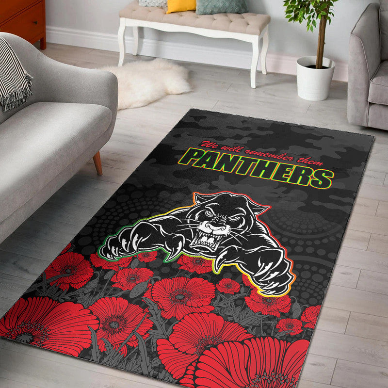 Panthers Rugby ANZAC Area Rug Angry Panther Camouflage With Poppy No2 - Vibe Hoodie Shop