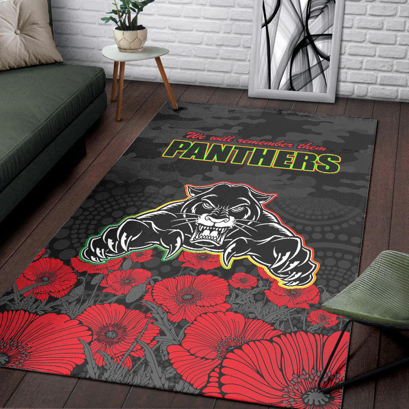 Panthers Rugby ANZAC Area Rug Angry Panther Camouflage With Poppy No2 - Vibe Hoodie Shop