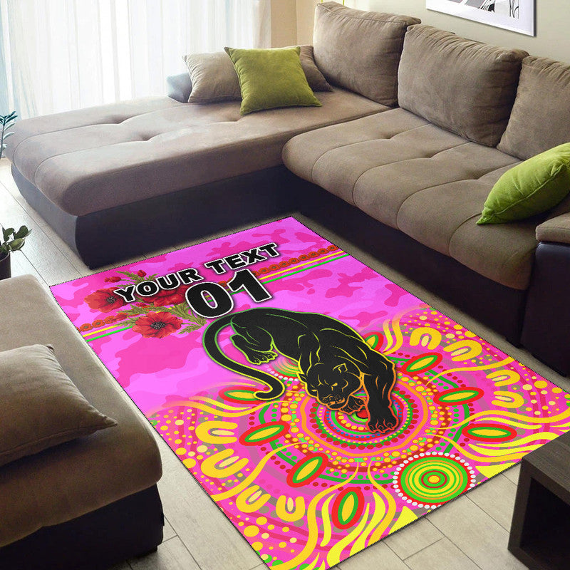 (Custom Personalised) Penrith Panthers ANZAC 2022 Area Rug Indigenous Vibes - Pink - Vibe Hoodie Shop