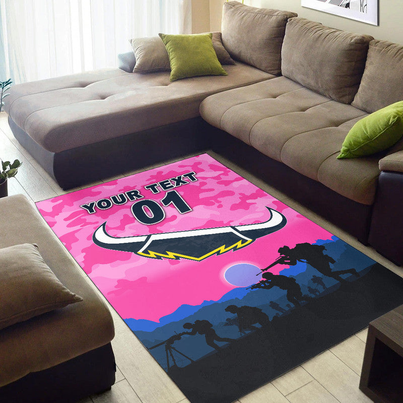 (Custom Personalised) North Queensland Cowboys ANZAC 2022 Area Rug Simple Style - Pink - Vibe Hoodie Shop