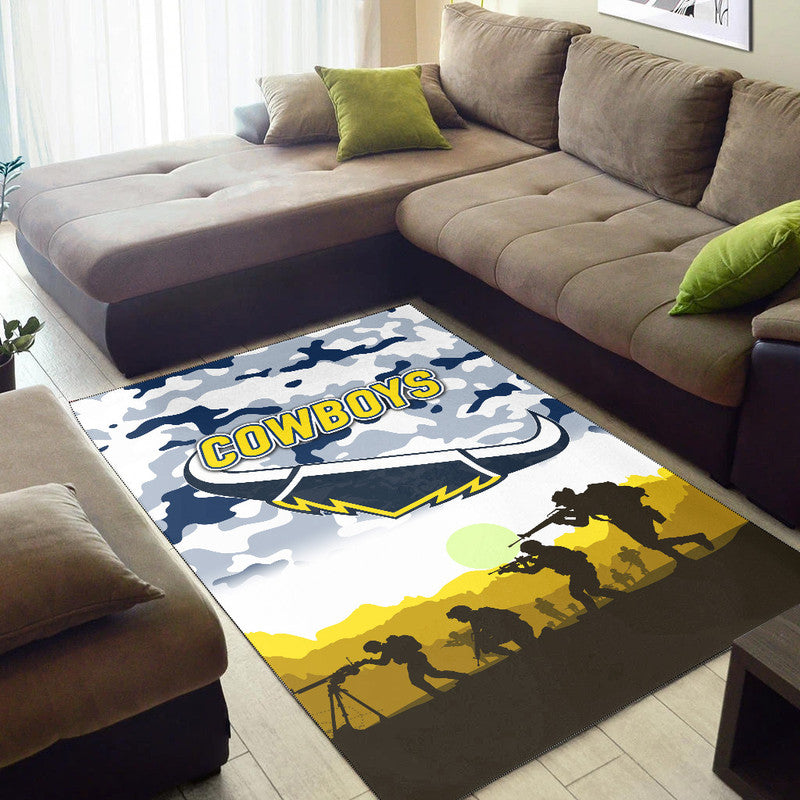 North Queensland Cowboys ANZAC 2022 Area Rug Simple Style - White - Vibe Hoodie Shop