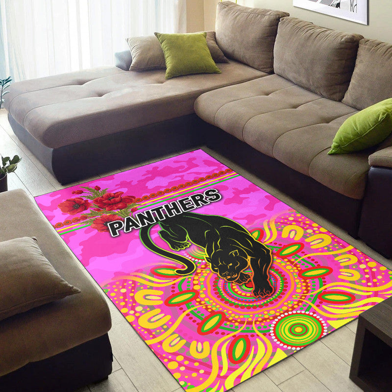 Penrith Panthers ANZAC 2022 Area Rug Indigenous Vibes - Pink - Vibe Hoodie Shop