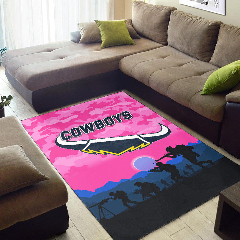 North Queensland Cowboys ANZAC 2022 Area Rug Simple Style - Pink - Vibe Hoodie Shop