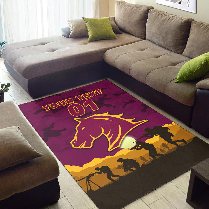 (Custom Personalised) Brisbane Broncos ANZAC 2022 Area Rug Simple Style - Maroon - Vibe Hoodie Shop