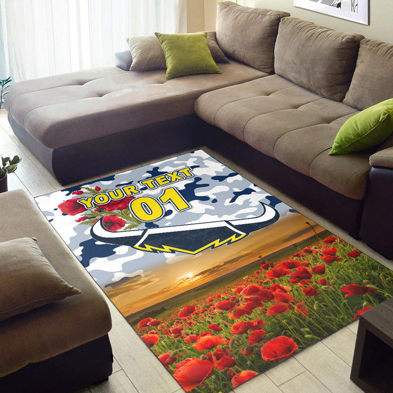 (Custom Personalised) North Queensland Cowboys ANZAC 2022 Area Rug Poppy Flowers Vibes - White - Vibe Hoodie Shop