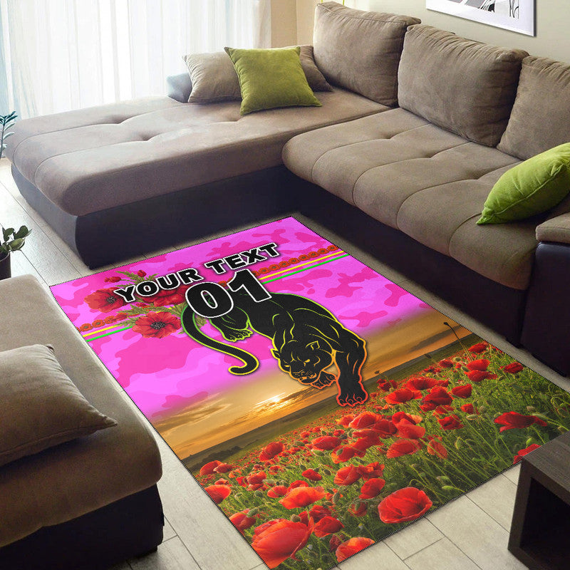 (Custom Personalised) Penrith Panthers ANZAC 2022 Area Rug Poppy Flowers Vibes - Pink - Vibe Hoodie Shop