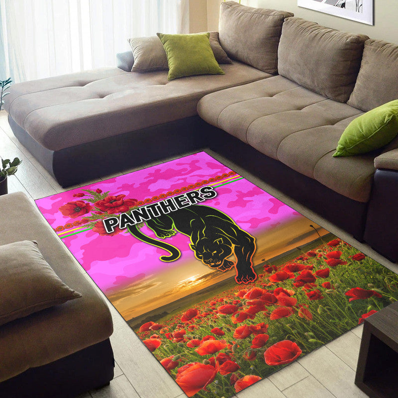 Penrith Panthers ANZAC 2022 Area Rug Poppy Flowers Vibes - Pink - Vibe Hoodie Shop