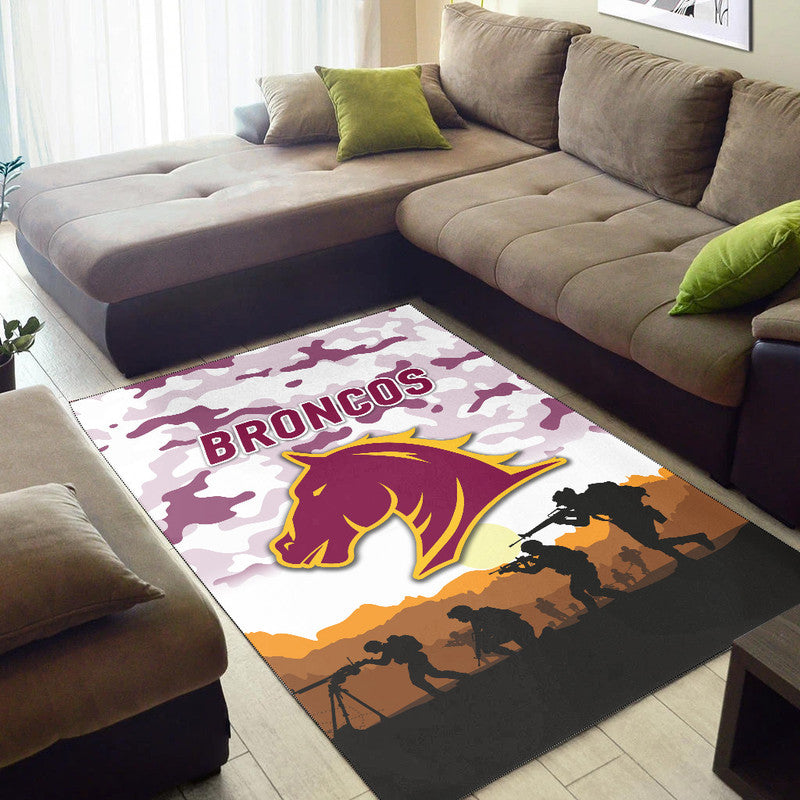 Brisbane Broncos ANZAC 2022 Area Rug Simple Style - White - Vibe Hoodie Shop