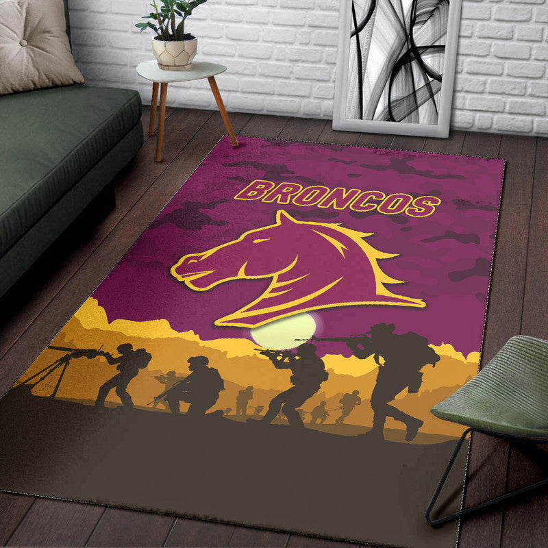 Brisbane Broncos ANZAC 2022 Area Rug Simple Style - Maroon - Vibe Hoodie Shop