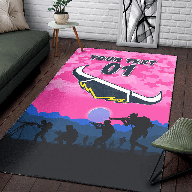 (Custom Personalised) North Queensland Cowboys ANZAC 2022 Area Rug Simple Style - Pink - Vibe Hoodie Shop