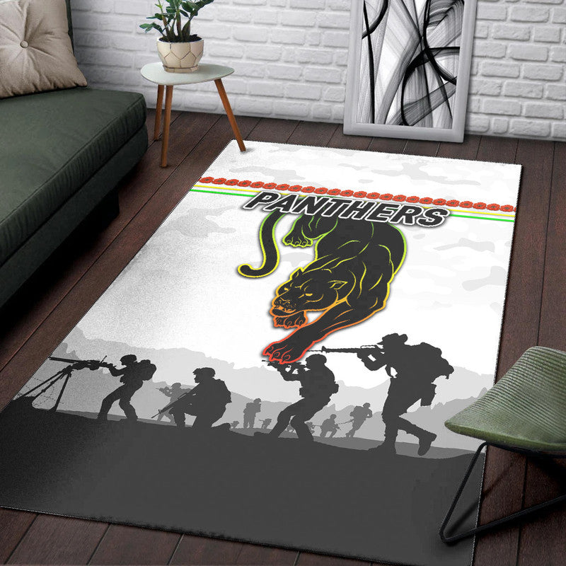 Penrith Panthers ANZAC 2022 Area Rug Simple Style - White - Vibe Hoodie Shop