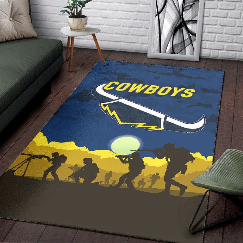 North Queensland Cowboys ANZAC 2022 Area Rug Simple Style - Blue - Vibe Hoodie Shop