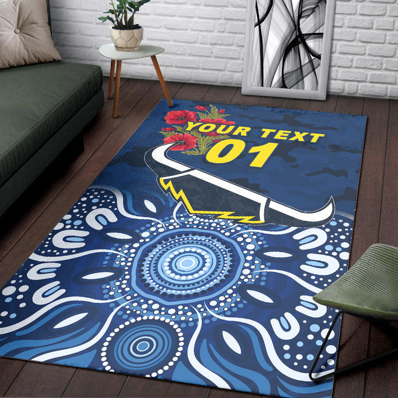 (Custom Personalised) North Queensland Cowboys ANZAC 2022 Area Rug Indigenous Vibes - Blue - Vibe Hoodie Shop