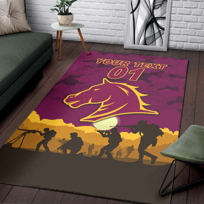 (Custom Personalised) Brisbane Broncos ANZAC 2022 Area Rug Simple Style - Maroon - Vibe Hoodie Shop