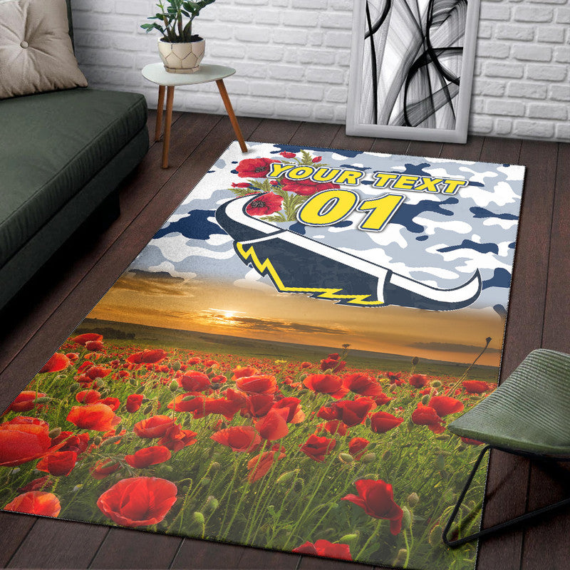 (Custom Personalised) North Queensland Cowboys ANZAC 2022 Area Rug Poppy Flowers Vibes - White - Vibe Hoodie Shop