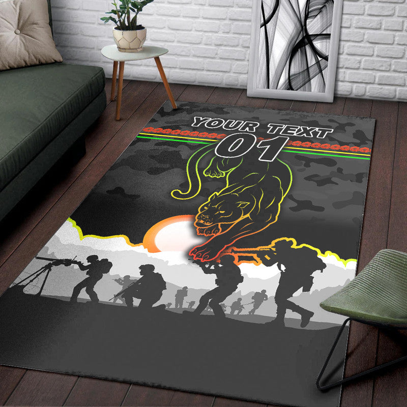 (Custom Personalised) Penrith Panthers ANZAC 2022 Area Rug Simple Style - Black - Vibe Hoodie Shop