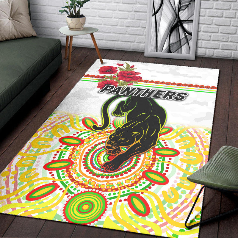 Penrith Panthers ANZAC 2022 Area Rug Indigenous Vibes - White - Vibe Hoodie Shop