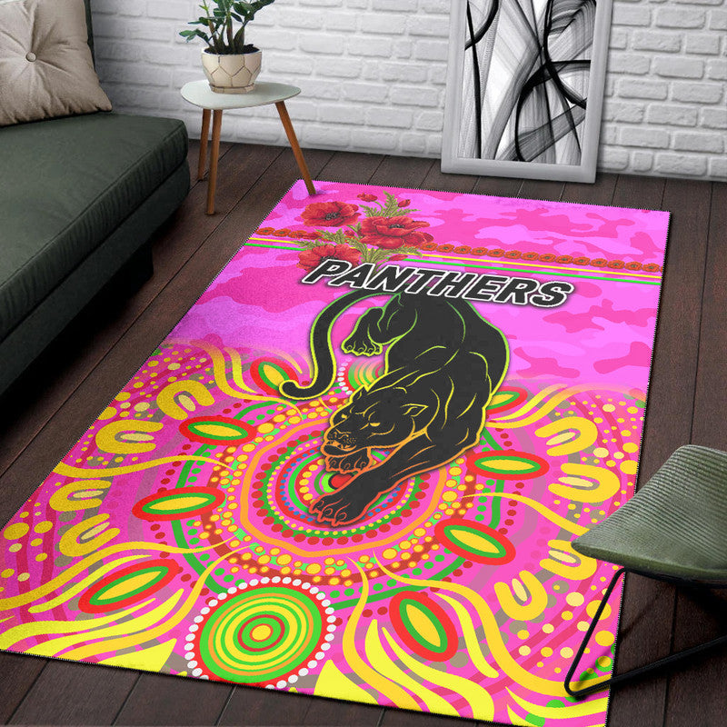 Penrith Panthers ANZAC 2022 Area Rug Indigenous Vibes - Pink - Vibe Hoodie Shop