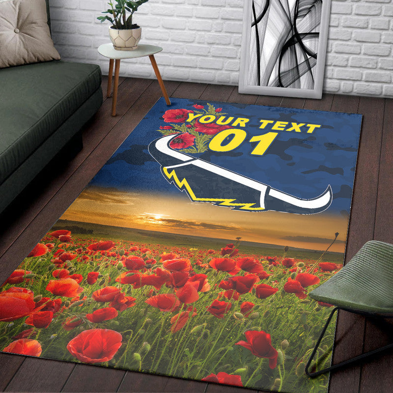 (Custom Personalised) North Queensland Cowboys ANZAC 2022 Area Rug Poppy Flowers Vibes - Blue - Vibe Hoodie Shop