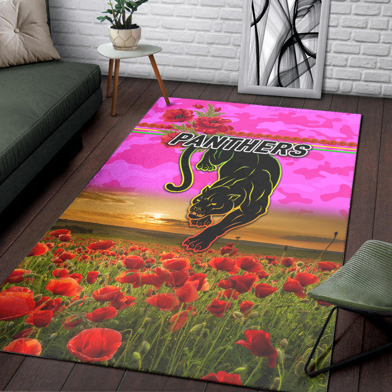 Penrith Panthers ANZAC 2022 Area Rug Poppy Flowers Vibes - Pink - Vibe Hoodie Shop