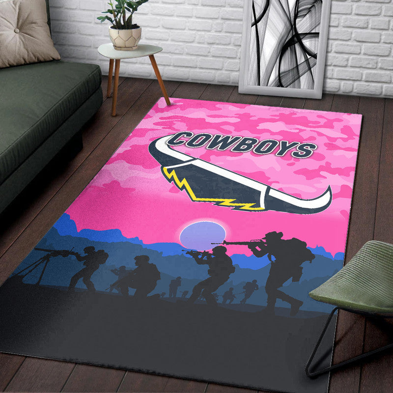 North Queensland Cowboys ANZAC 2022 Area Rug Simple Style - Pink - Vibe Hoodie Shop