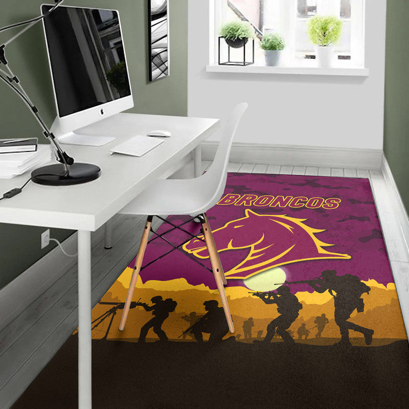 Brisbane Broncos ANZAC 2022 Area Rug Simple Style - Maroon - Vibe Hoodie Shop