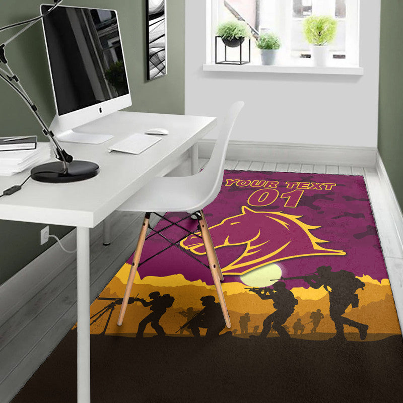 (Custom Personalised) Brisbane Broncos ANZAC 2022 Area Rug Simple Style - Maroon - Vibe Hoodie Shop