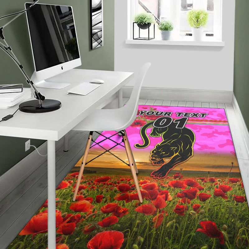 (Custom Personalised) Penrith Panthers ANZAC 2022 Area Rug Poppy Flowers Vibes - Pink - Vibe Hoodie Shop