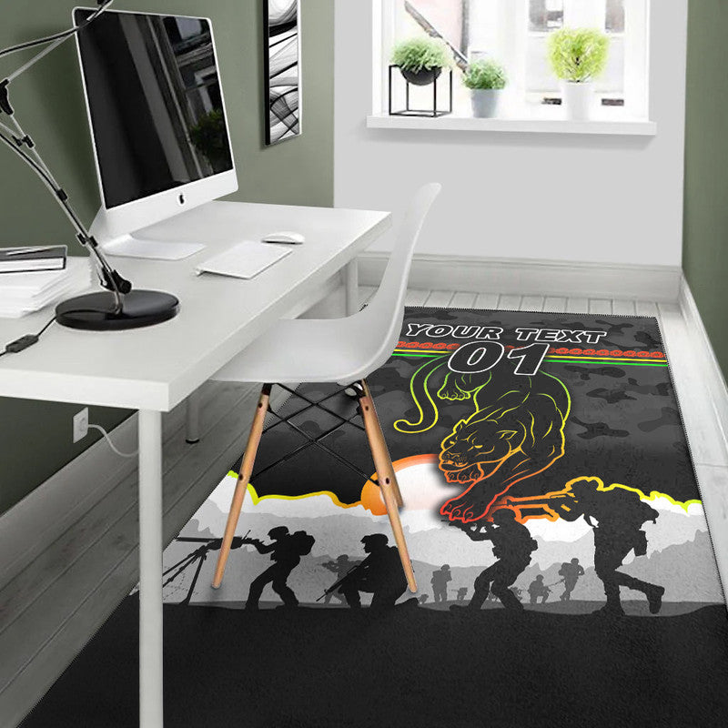 (Custom Personalised) Penrith Panthers ANZAC 2022 Area Rug Simple Style - Black - Vibe Hoodie Shop