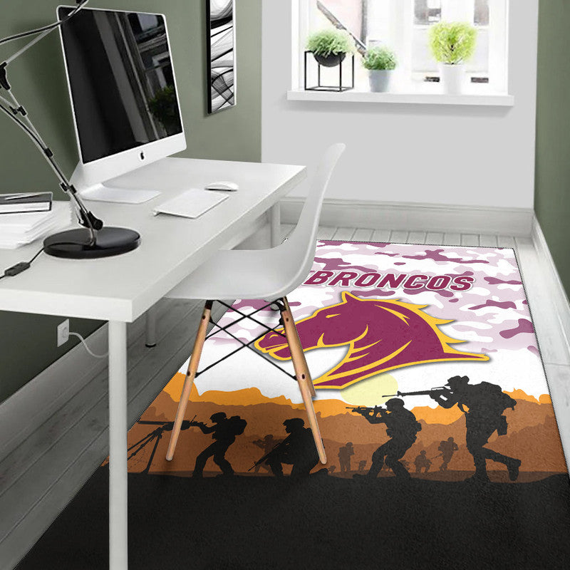 Brisbane Broncos ANZAC 2022 Area Rug Simple Style - White - Vibe Hoodie Shop