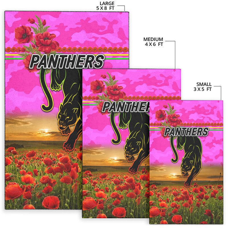 Penrith Panthers ANZAC 2022 Area Rug Poppy Flowers Vibes - Pink - Vibe Hoodie Shop