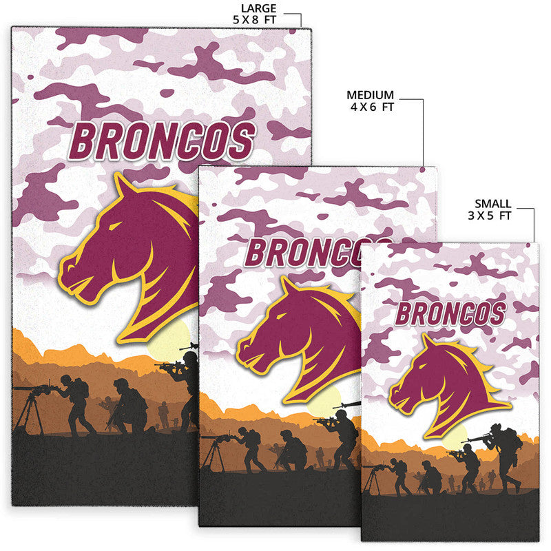 Brisbane Broncos ANZAC 2022 Area Rug Simple Style - White - Vibe Hoodie Shop