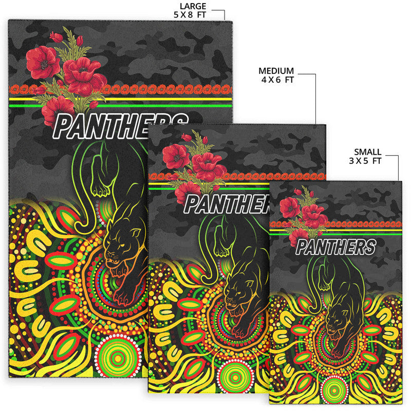 Penrith Panthers ANZAC 2022 Area Rug Indigenous Vibes - Black - Vibe Hoodie Shop