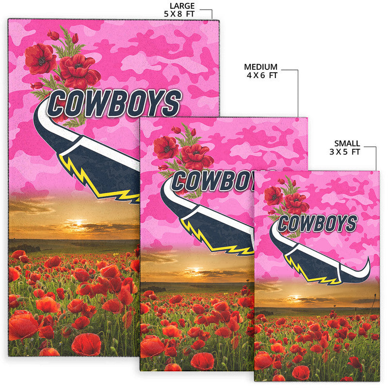 North Queensland Cowboys ANZAC 2022 Area Rug Poppy Flowers Vibes - Pink - Vibe Hoodie Shop