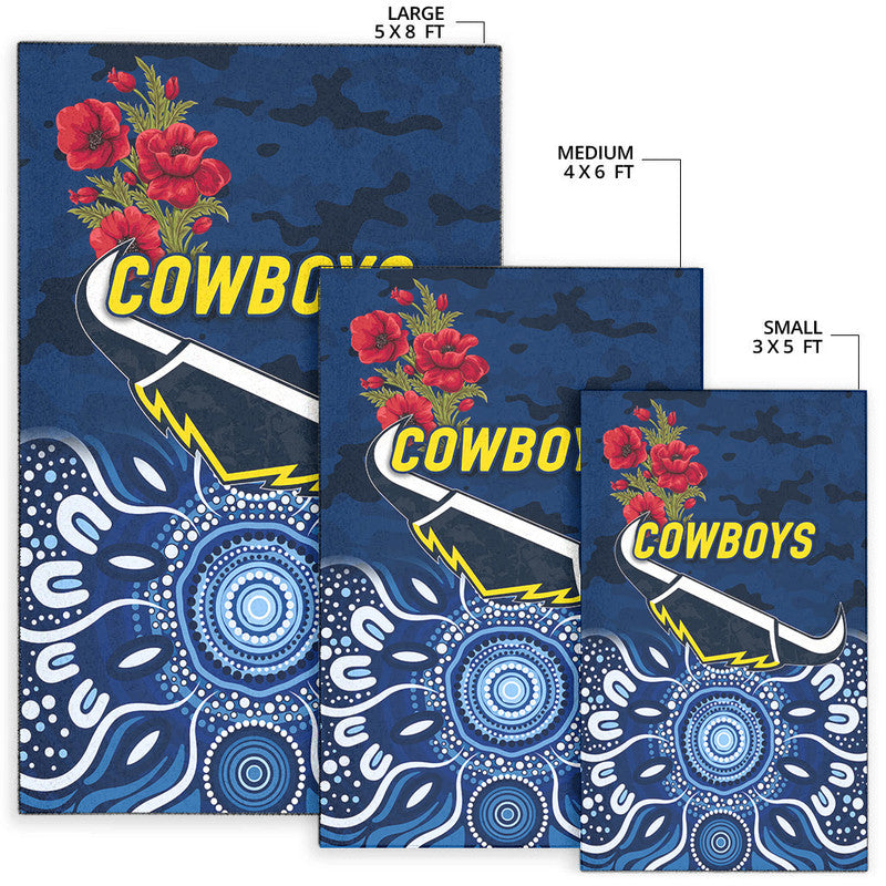 North Queensland Cowboys ANZAC 2022 Area Rug Indigenous Vibes - Blue - Vibe Hoodie Shop