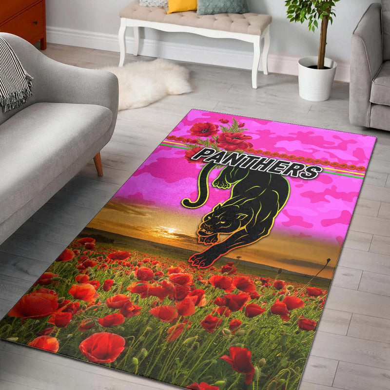 Penrith Panthers ANZAC 2022 Area Rug Poppy Flowers Vibes - Pink - Vibe Hoodie Shop