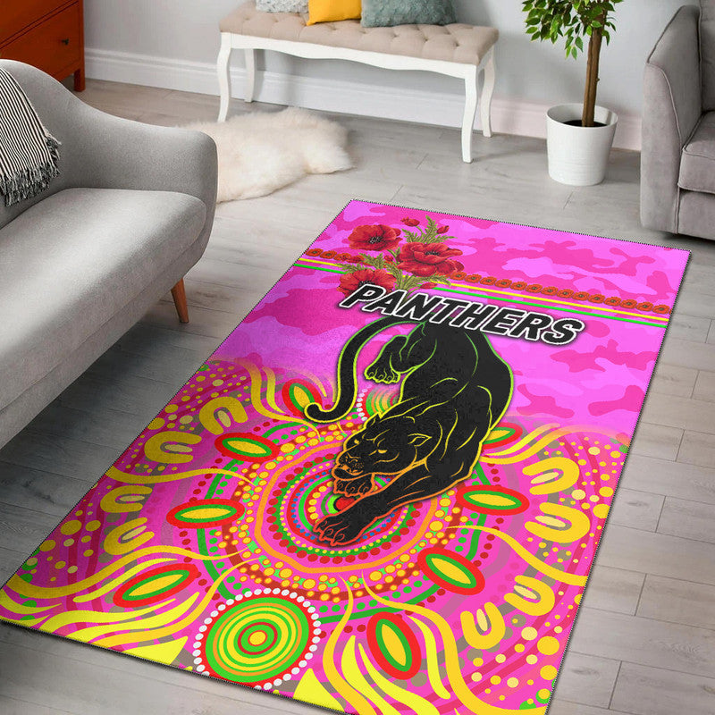 Penrith Panthers ANZAC 2022 Area Rug Indigenous Vibes - Pink - Vibe Hoodie Shop