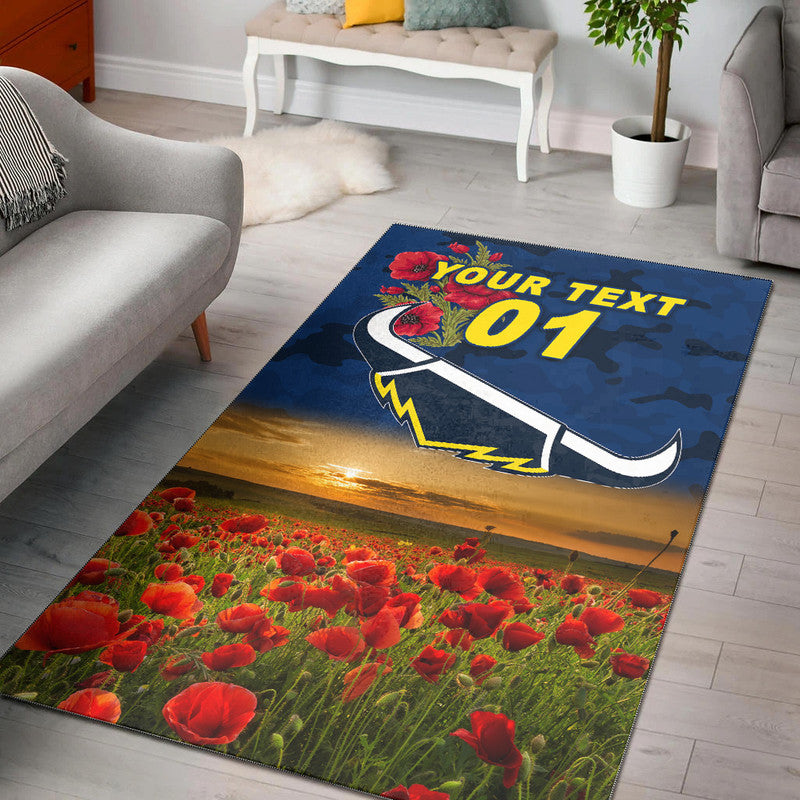 (Custom Personalised) North Queensland Cowboys ANZAC 2022 Area Rug Poppy Flowers Vibes - Blue - Vibe Hoodie Shop