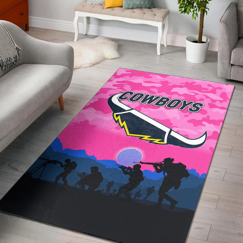 North Queensland Cowboys ANZAC 2022 Area Rug Simple Style - Pink - Vibe Hoodie Shop