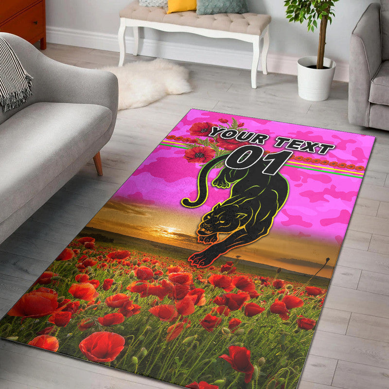 (Custom Personalised) Penrith Panthers ANZAC 2022 Area Rug Poppy Flowers Vibes - Pink - Vibe Hoodie Shop