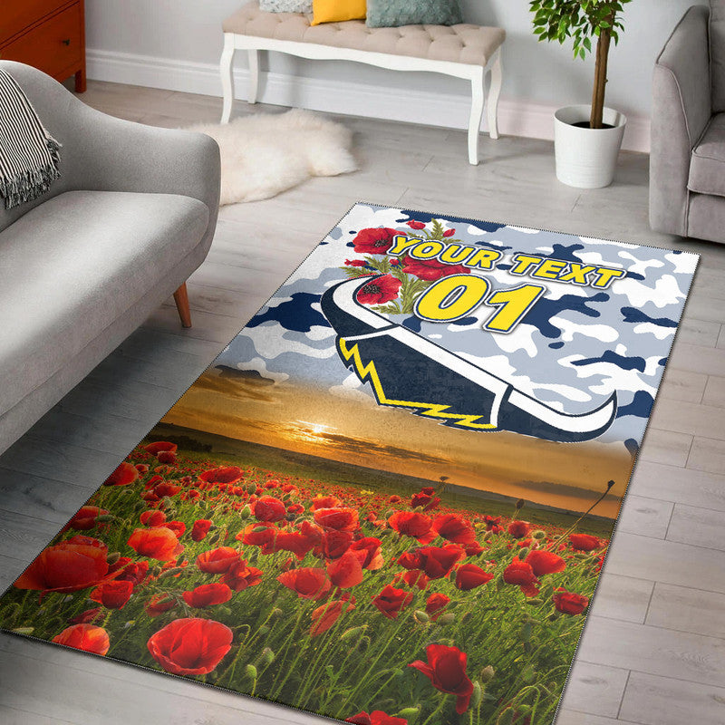 (Custom Personalised) North Queensland Cowboys ANZAC 2022 Area Rug Poppy Flowers Vibes - White - Vibe Hoodie Shop