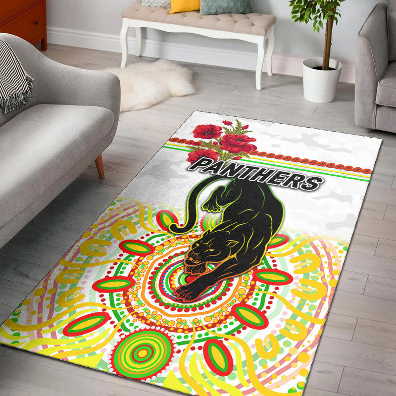 Penrith Panthers ANZAC 2022 Area Rug Indigenous Vibes - White - Vibe Hoodie Shop