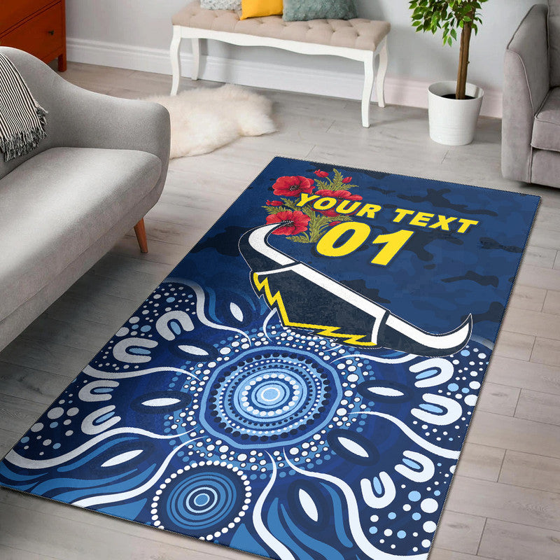 (Custom Personalised) North Queensland Cowboys ANZAC 2022 Area Rug Indigenous Vibes - Blue - Vibe Hoodie Shop