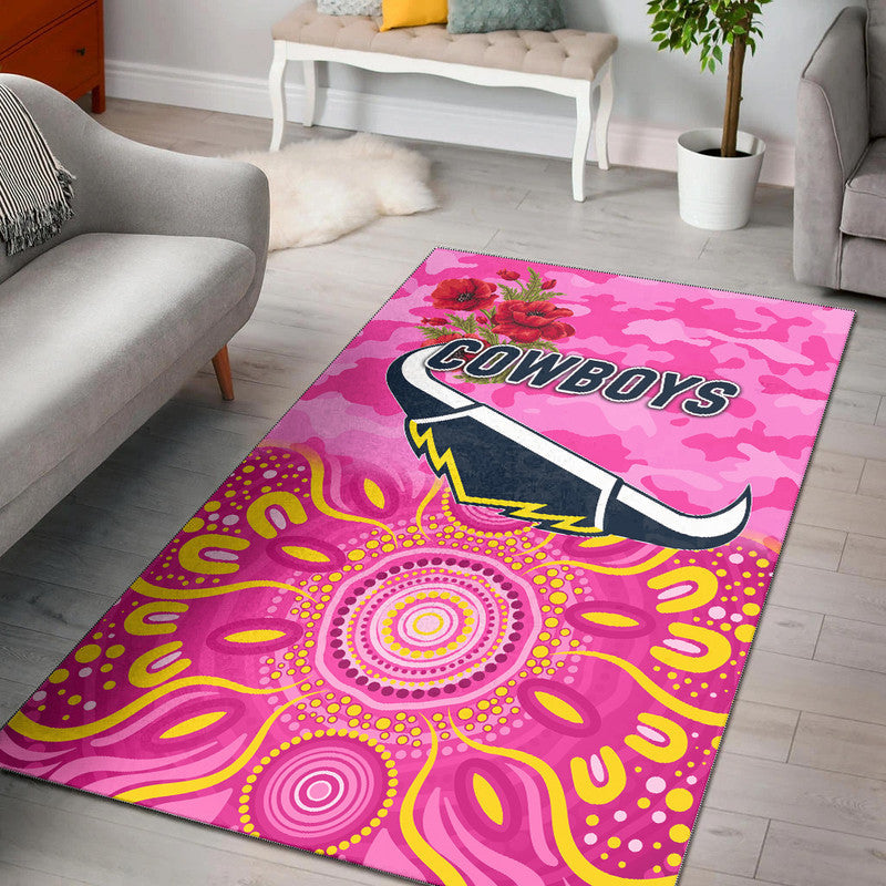 North Queensland Cowboys ANZAC 2022 Area Rug Indigenous Vibes - Pink - Vibe Hoodie Shop