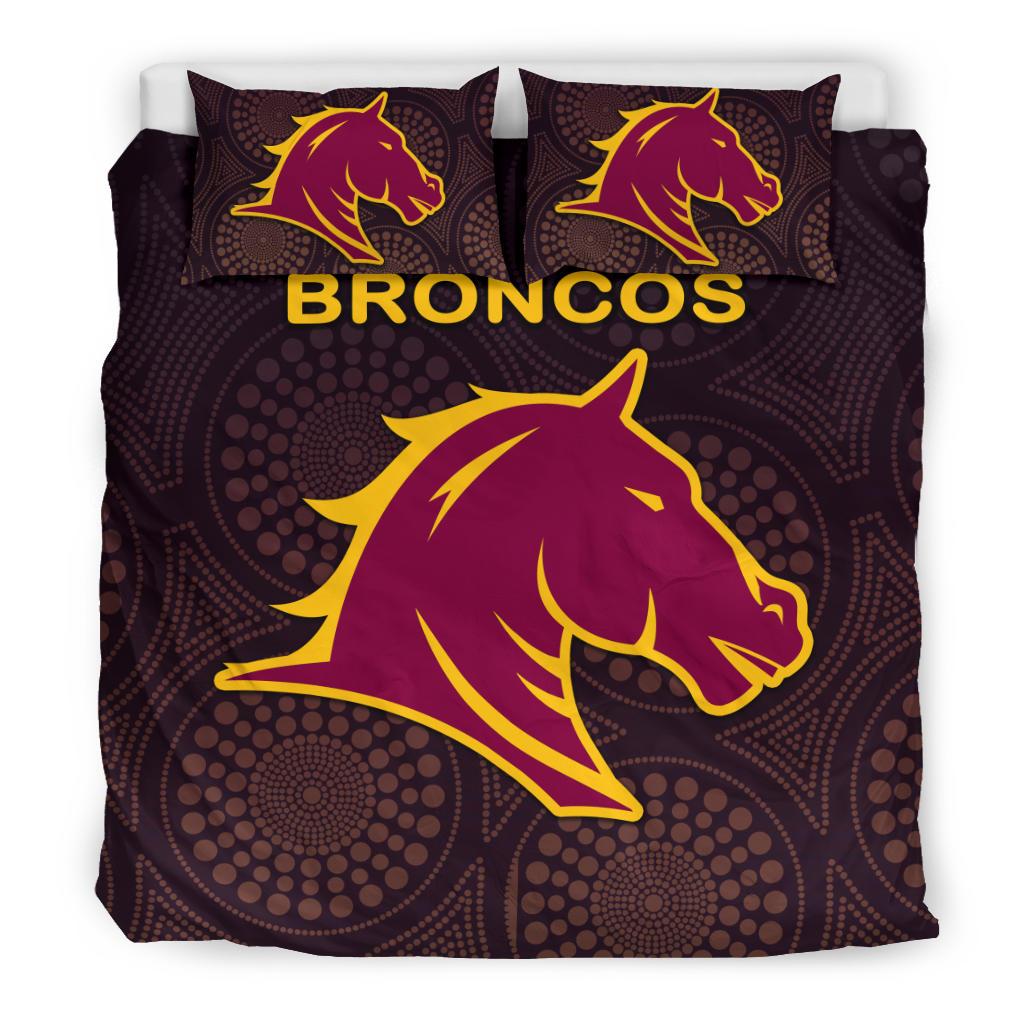 Brisbane Bedding Set Broncos Simple Indigenous - Vibe Hoodie Shop