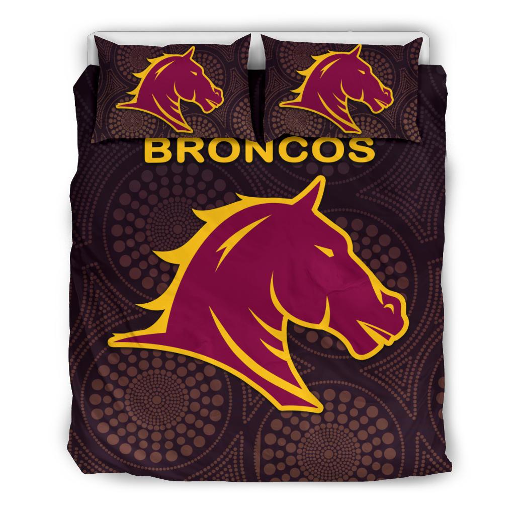 Brisbane Bedding Set Broncos Simple Indigenous - Vibe Hoodie Shop