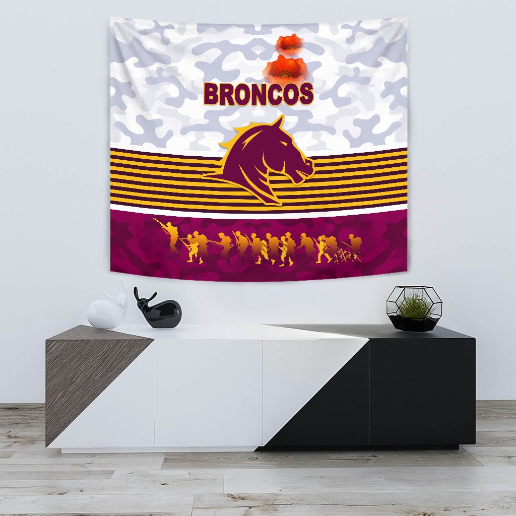 Brisbane Broncos Tapestry ANZAC Day Simple Style - White - Vibe Hoodie Shop