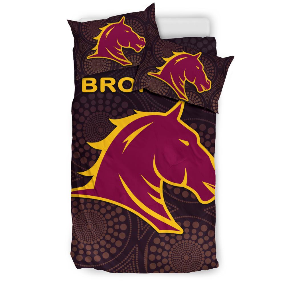 Brisbane Bedding Set Broncos Simple Indigenous - Vibe Hoodie Shop