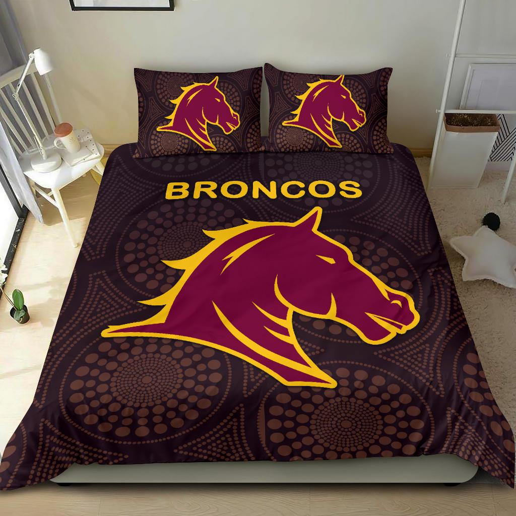 Brisbane Bedding Set Broncos Simple Indigenous - Vibe Hoodie Shop
