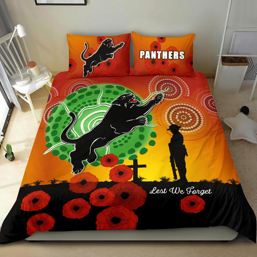 Panthers ANZAC Day Bedding Set Mix Indigenous Lest We Forget - Vibe Hoodie Shop